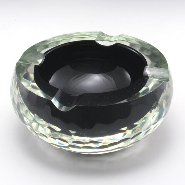 Rare Battuto Cut Glass Art Deco Ashtray from Italy