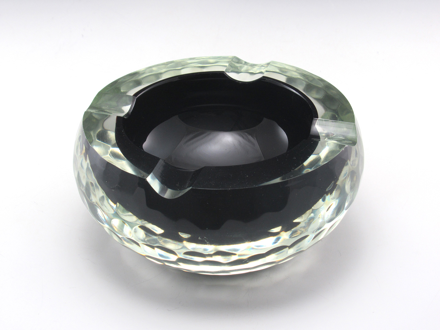 Rare Battuto Cut Glass Art Deco Ashtray from Italy
