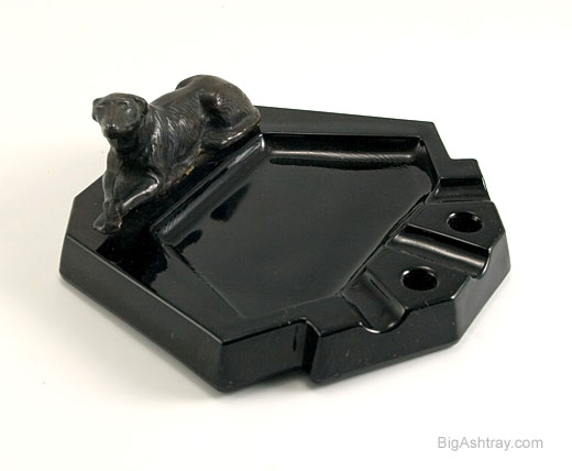 Art Deco Wolfhound Black Amethyst Glass Ashtray - Image 2