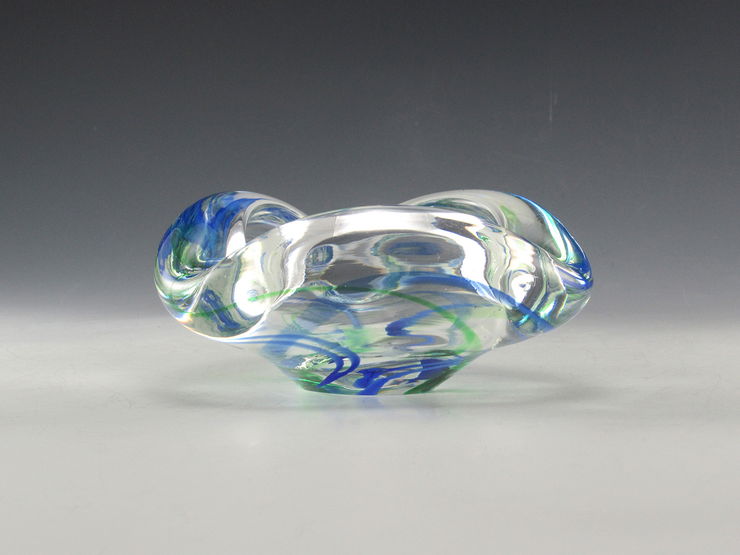 Art Glass Ashtray Signed & Numbered Ribbon Swirl Decor
