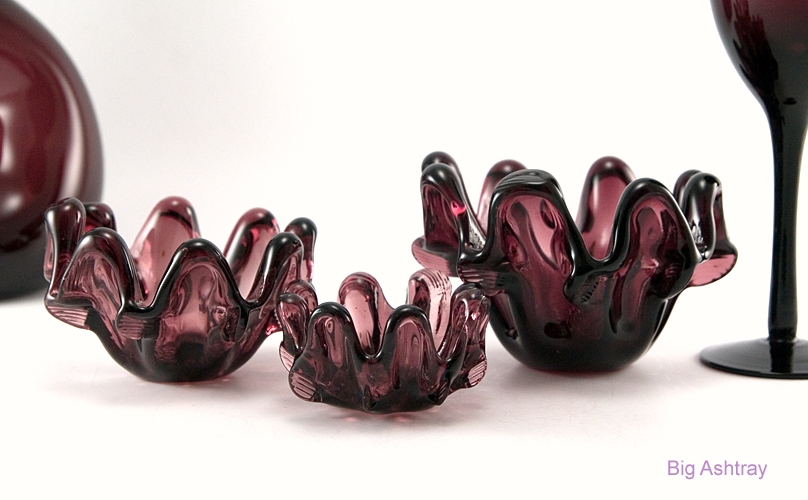 Italian Art Glass Amethyst Stacking Bowl Ashtrays - Image 2