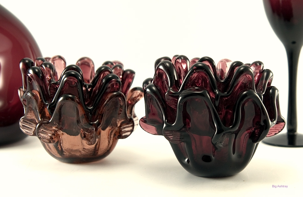 Italian Art Glass Amethyst Stacking Bowl Ashtrays