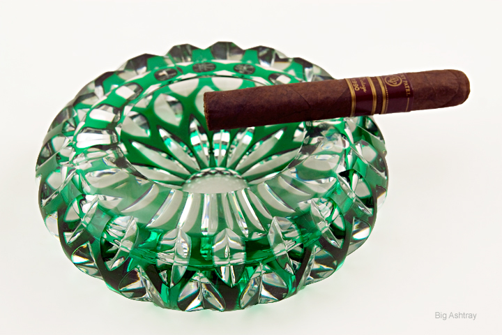 Art Nouveau Overlay Cut Crystal Ashtray