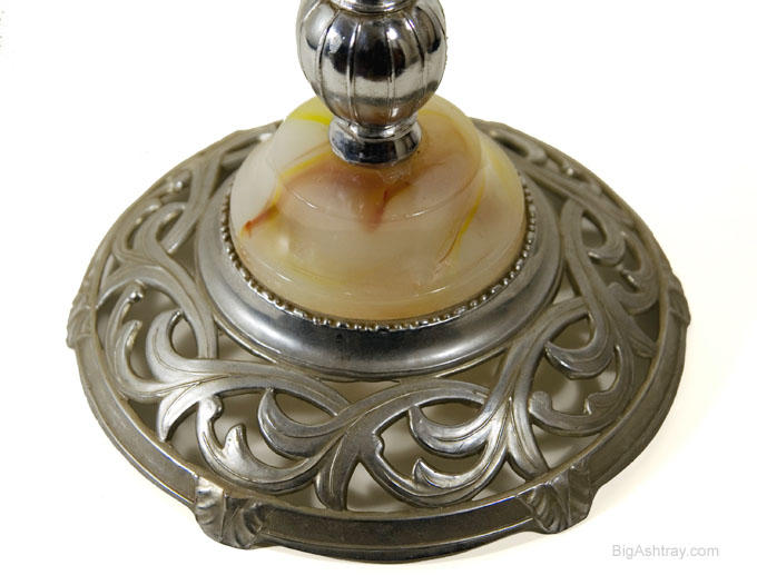 Art Nouveau Standing Ashtray with Antique Slag Glass - Image 4