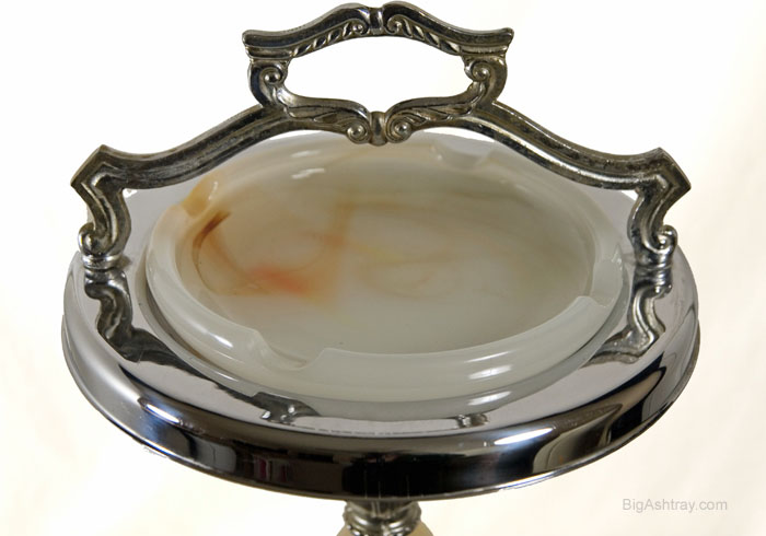 Art Nouveau Standing Ashtray with Antique Slag Glass - Image 3