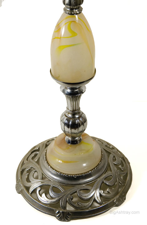 Art Nouveau Standing Ashtray with Antique Slag Glass - Image 2