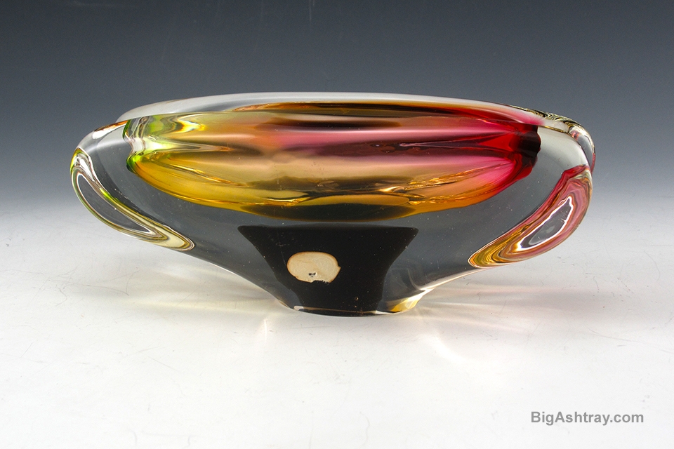 Mid-Century Modern Czech Art Glass Ashtray with Bohemia Label - Image 2