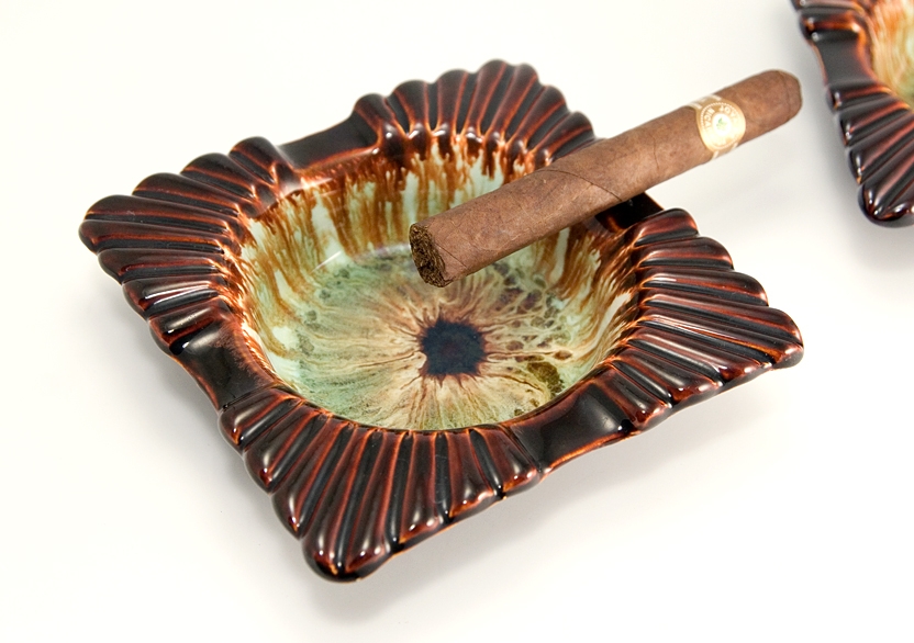 Vintage Art Pottery Hand-Made Ashtray SET of 2