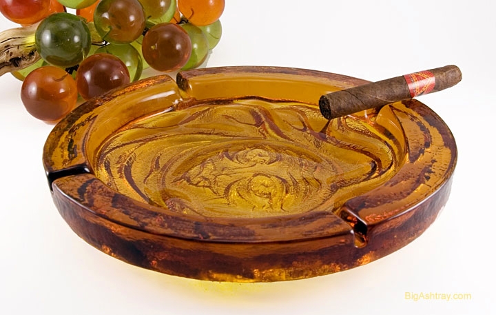 Huge Blenko Glass Sun Face Heavy Patio Ashtray - Image 2