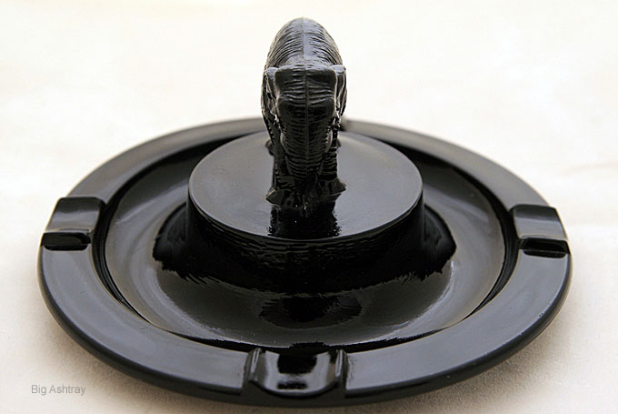 Black Amethyst Elephant Depression Glass Ashtray - Image 2