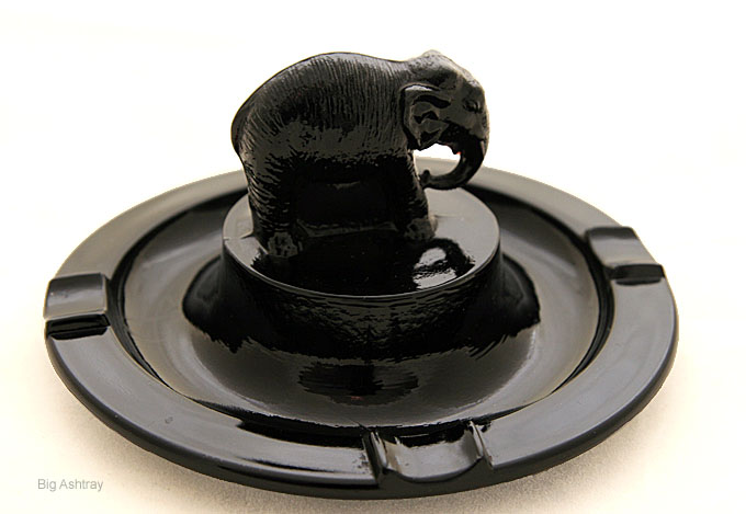 Black Amethyst Elephant Depression Glass Ashtray