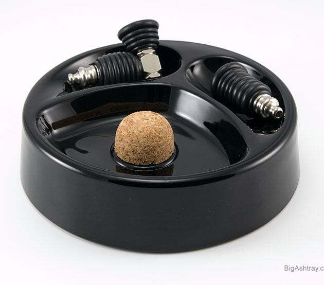 Pipe Tapper Ashtray With Two Pipe Rests in Ebony Glass