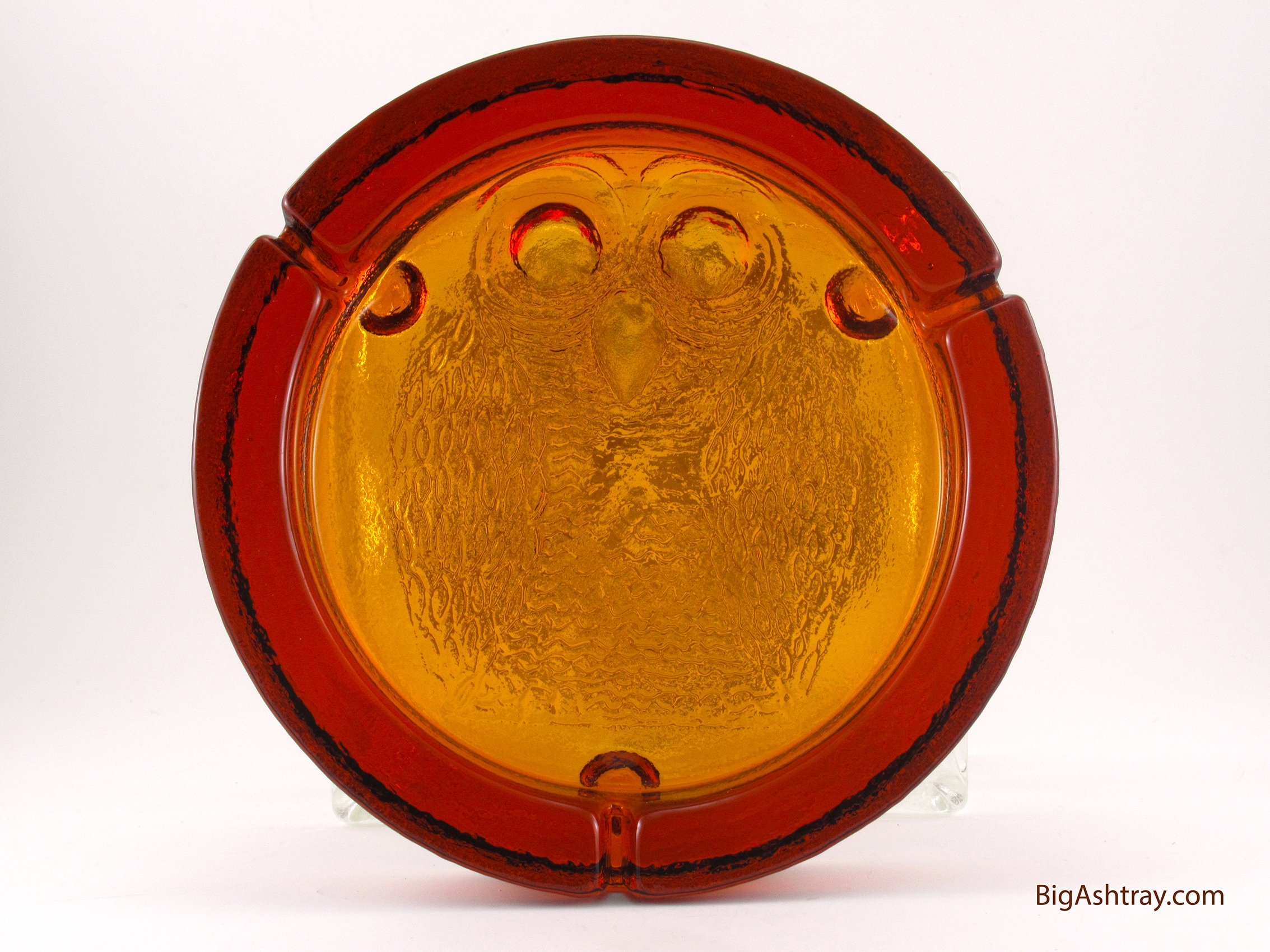 Huge Ghost Owl Ashtray by Blenko Art Glass in Amber - Image 3