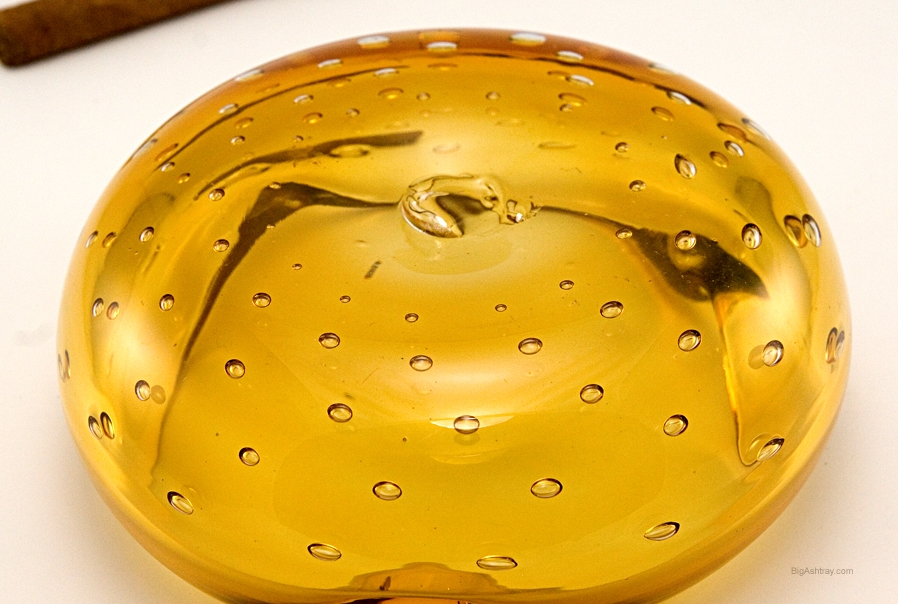 Big Blenko Bubble Honey Amber Ashtray - Image 4