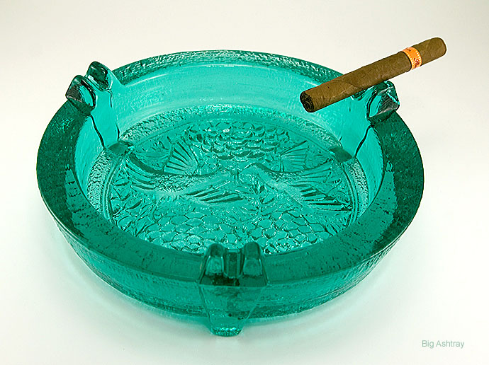 Blenko Glass Oriental Sea Green Huge Ashtray