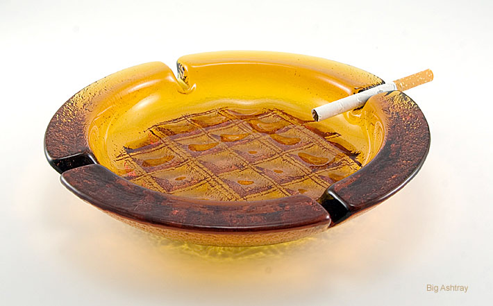 Blenko Waffle Handmade Art Glass Ashtray