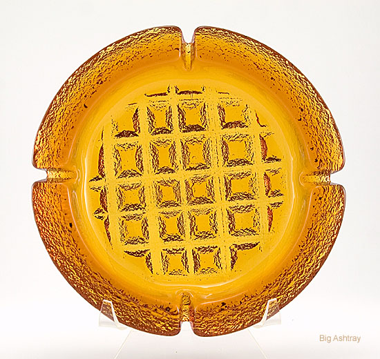 Blenko Waffle Handmade Art Glass Ashtray - Image 2