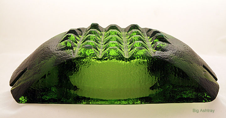 Blenko Waffle Olive Green Art Glass Ashtray - Image 2