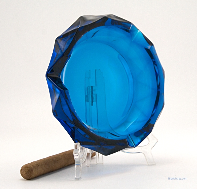 Vintage Bluenique Glass Diamond Cigar Ashtray - Image 3