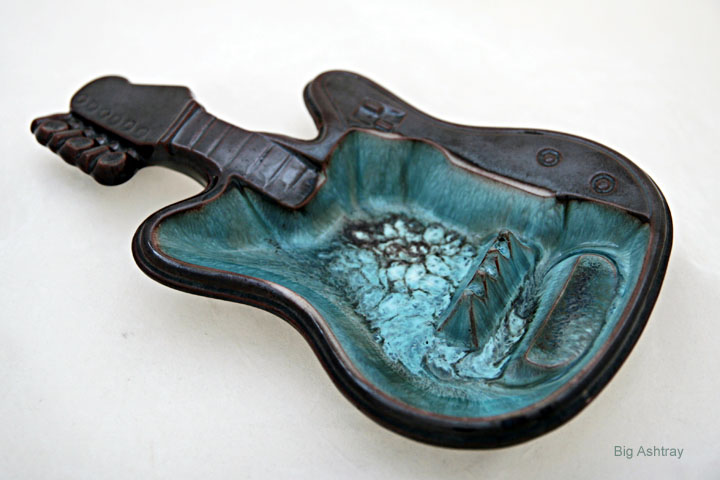 Blue Fender Strat Guitar Musician Ashtray