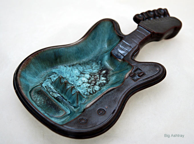Blue Fender Strat Guitar Musician Ashtray - Image 2