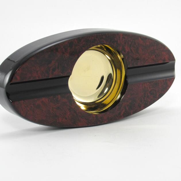 Two Finger Cigar Ashtray in Dark Burl Wood Finish