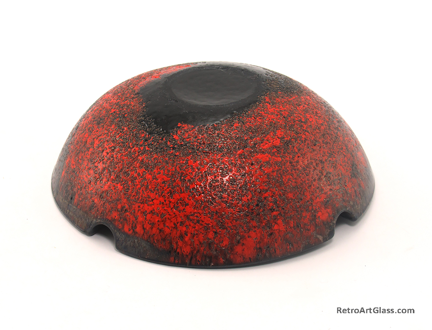 Barbaric Style Black, Red and Aventurine Art Glass Ashtray - Image 4