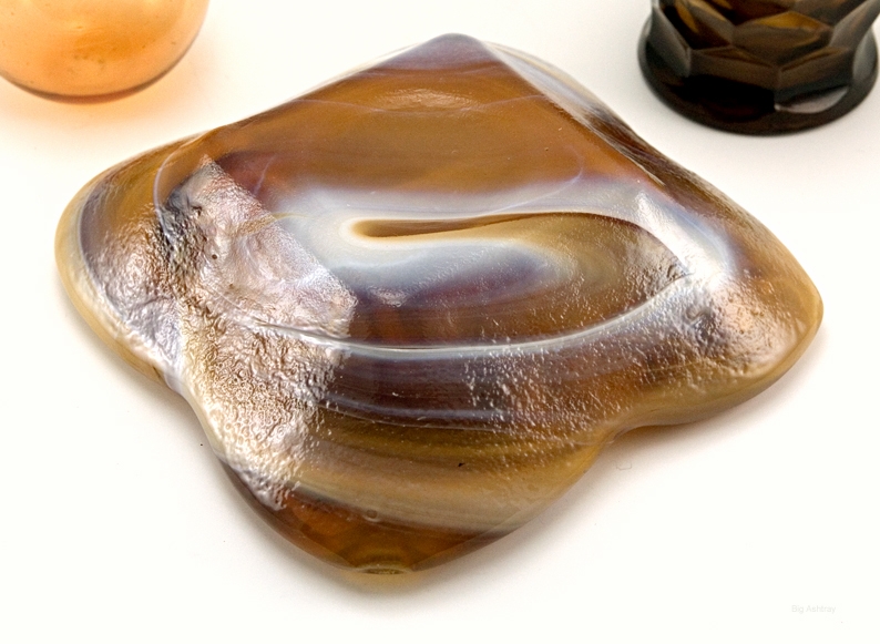 Vintage Glass Ashtray in Caramel Slag by Imperial USA - Image 2