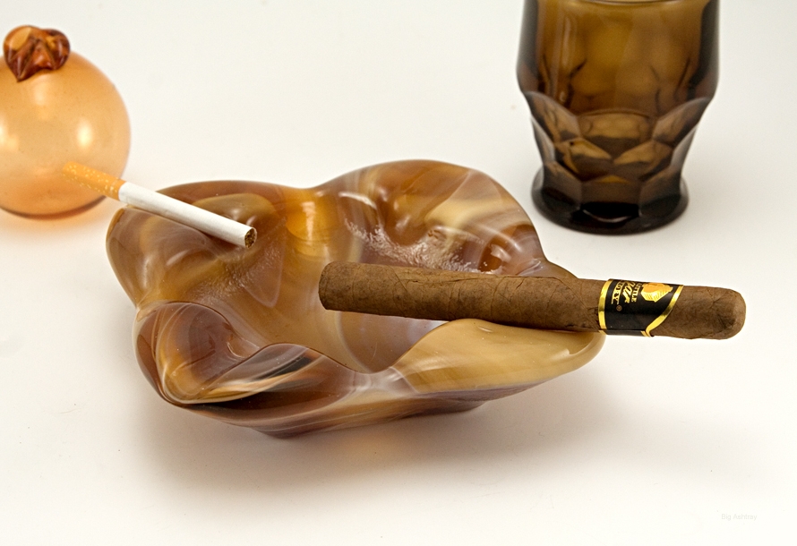 Vintage Glass Ashtray in Caramel Slag by Imperial USA