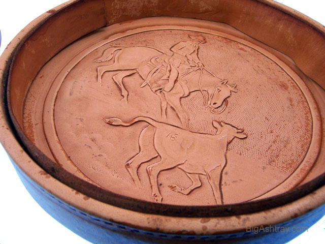 Cowboy Leather and Glass Cigar Ashtray