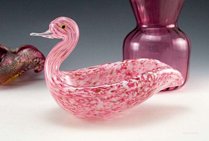 Vintage Hand Blown Glass Ashtray Speckled Duck