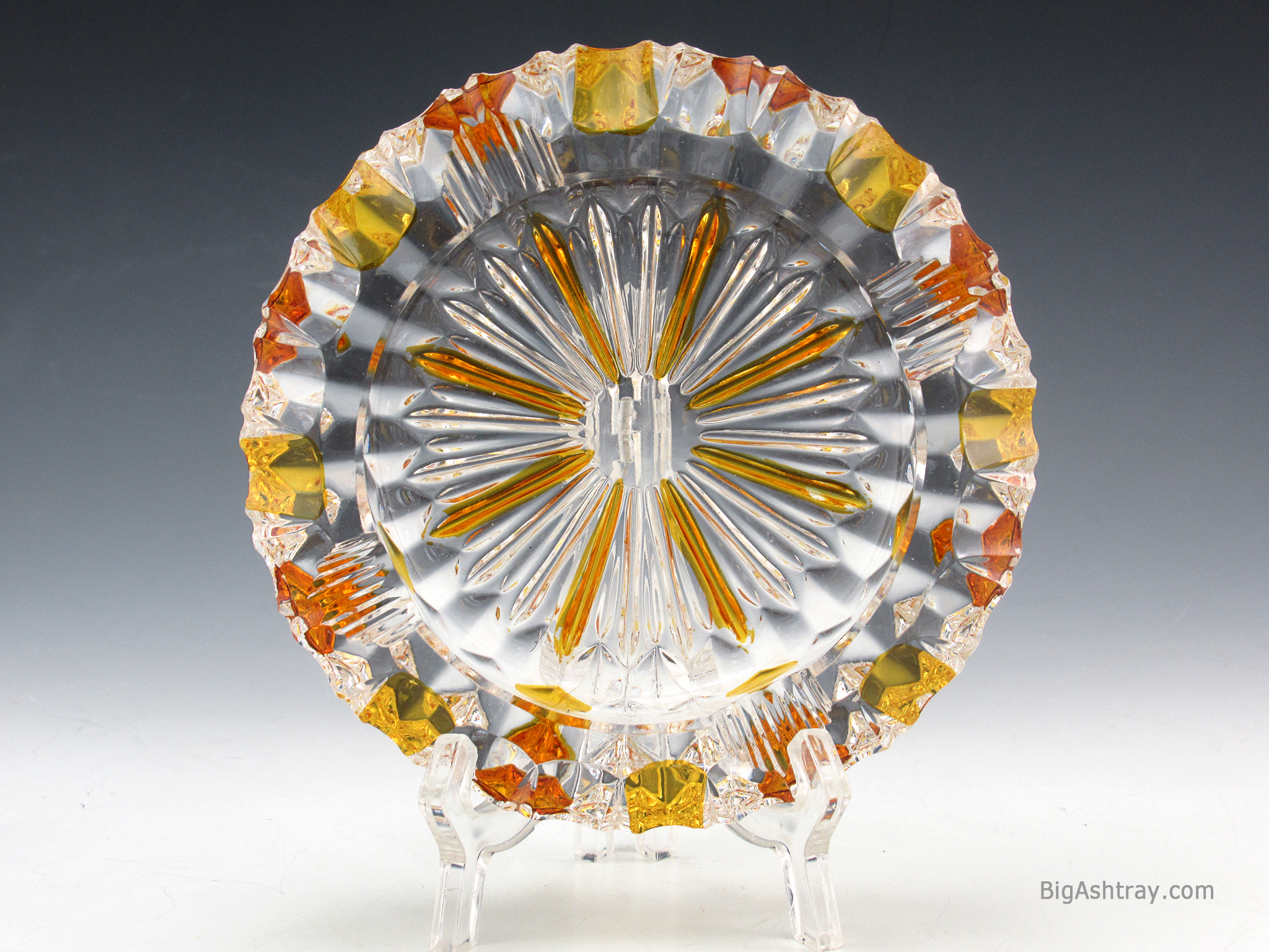 Duncan Miller Amber Stained Antique Crystal Ashtray USA