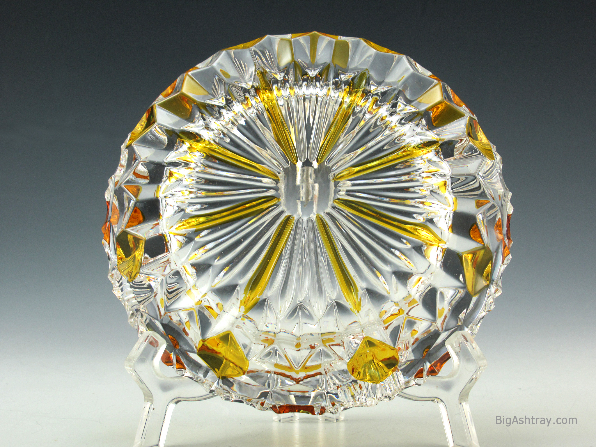 Duncan Miller Amber Stained Antique Crystal Ashtray USA - Image 2