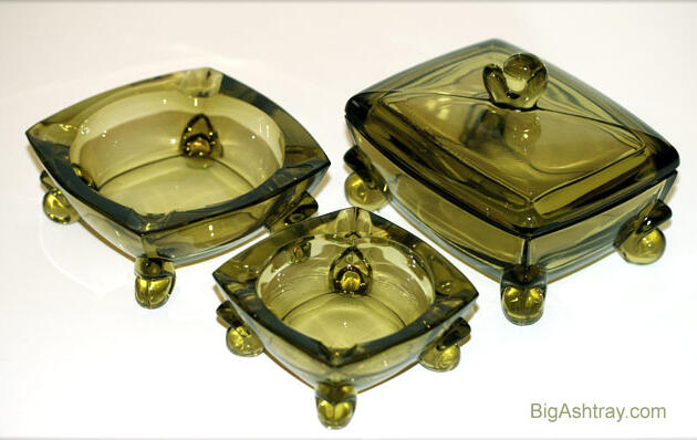 Duncan Miller Patio Line Glass Box and Ashtray Set