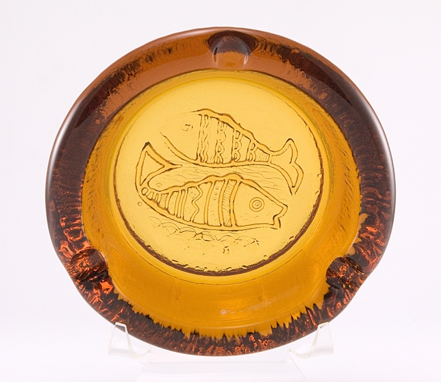 Retro Modern Glass Ashtray Eames Era Style Fish Decor - Image 2