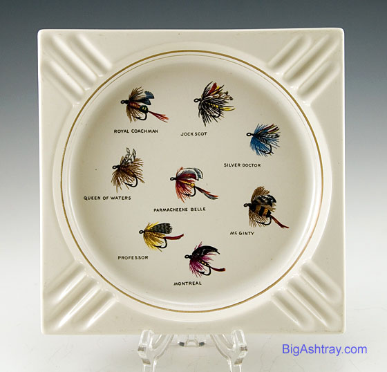 Eames Era Hyalyn Porcelain Fly Fishing Enthusiast Ashtray