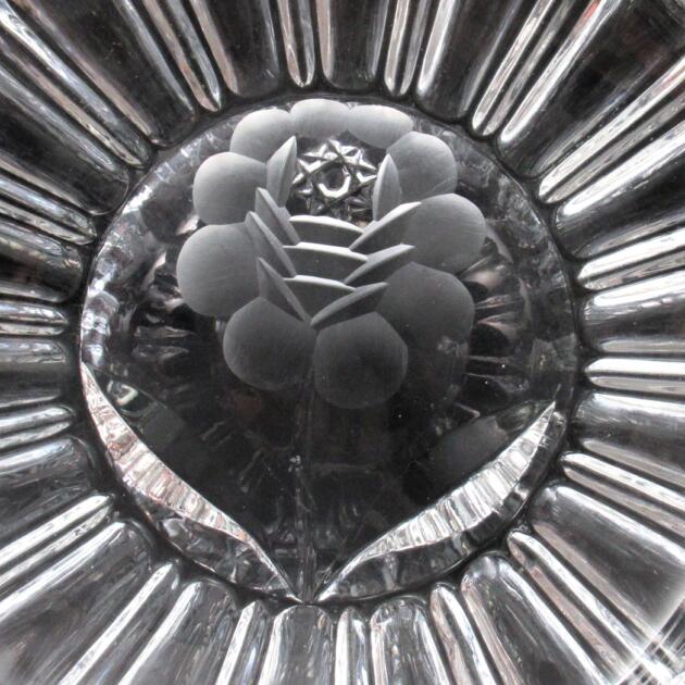 Crystal Ashtray with Hand-Engraved Cornflower and Star Decor