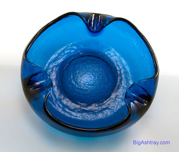 Extra Large Bluenique Crackle Glass Cigar Ashtray