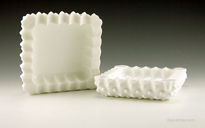 Fenton Milk Glass Hobnail Ashtray Set - Image 2