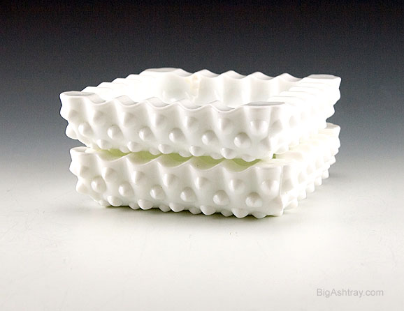 Fenton Milk Glass Hobnail Ashtray Set