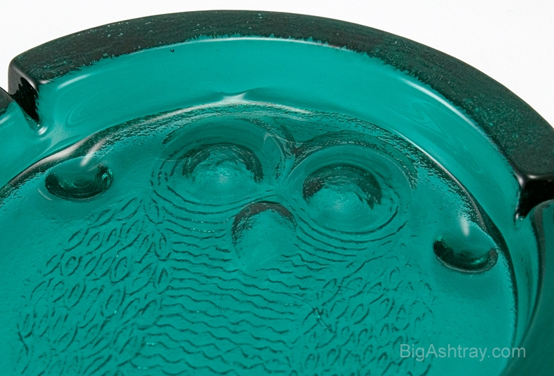 Huge Peacock Blue Ghost Owl Ashtray by Blenko