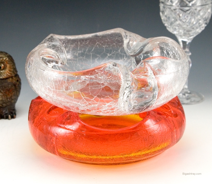 Tangerine Dream Vintage Crackle Glass Cigar Bowl - Image 4