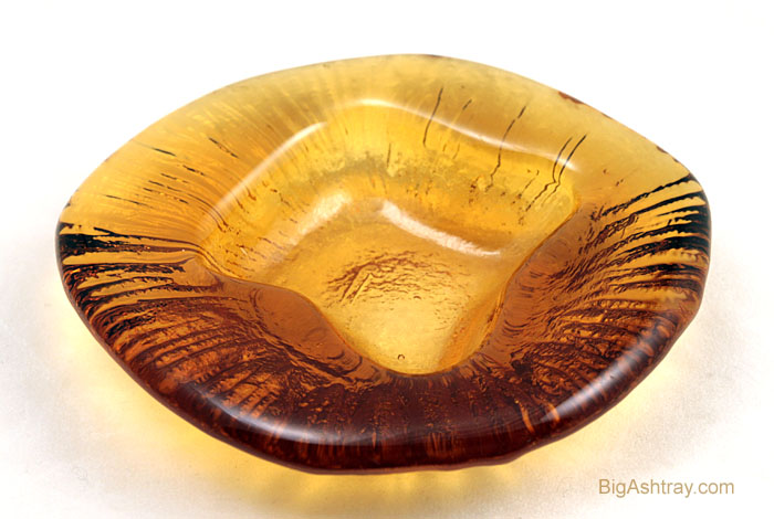 Glowing Amber Volcano Art Glass Ash Bowl by Blenko