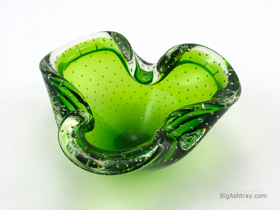 Murano Cased Glass Ashtray with Concentric Bubbles