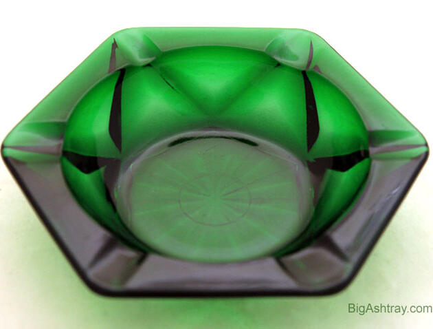 Hexagon Forest Green Glass Ashtray