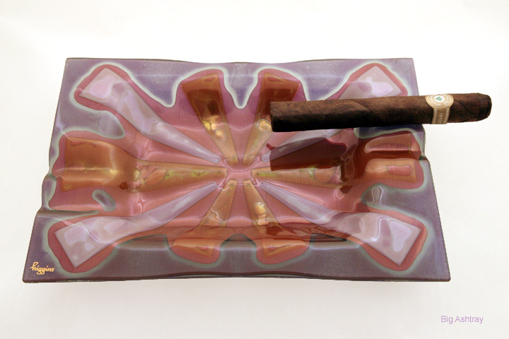 Higgins Large Purple Geometric Art Glass Ashtray