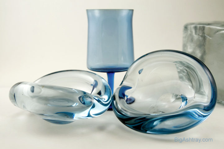 Holmegaard Sapphire Clam Shell Set 1950s Modernist
