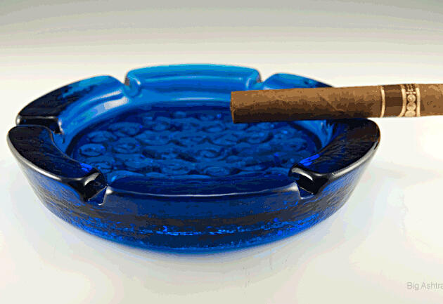 Huge 5 lb ashtray in Blenko's famous dark sapphire blue
