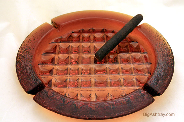 Huge Amber Blenko Art Glass Waffle Ashtray - Image 2