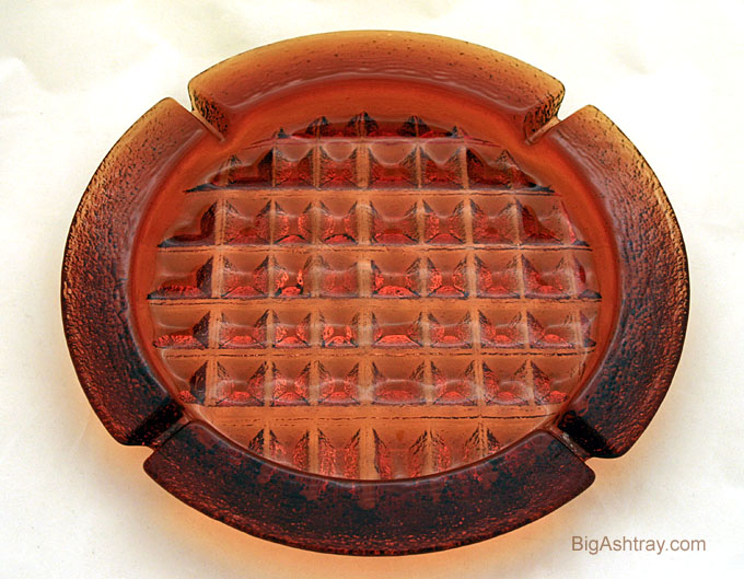 Huge Amber Blenko Art Glass Waffle Ashtray